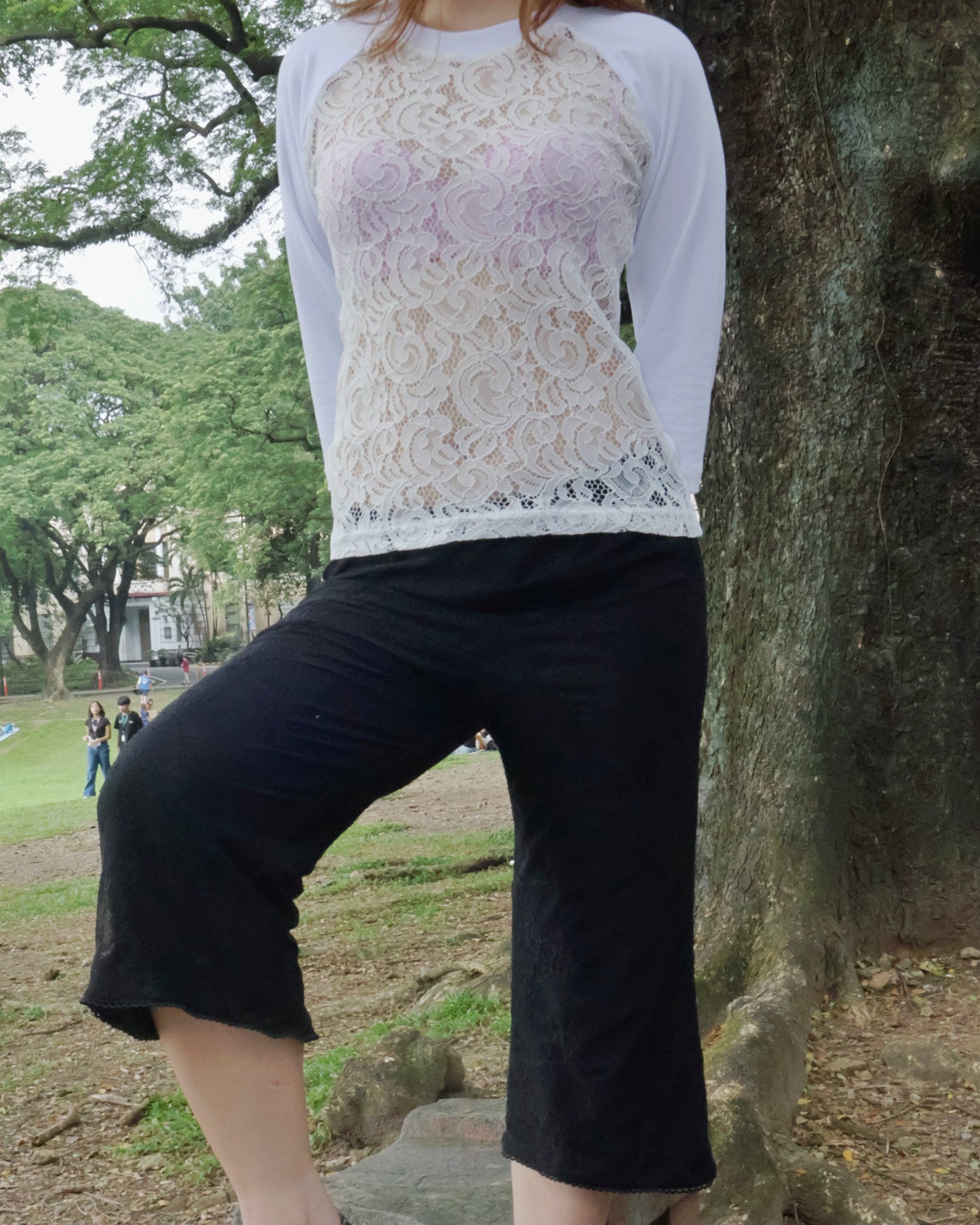varsity top in blanc