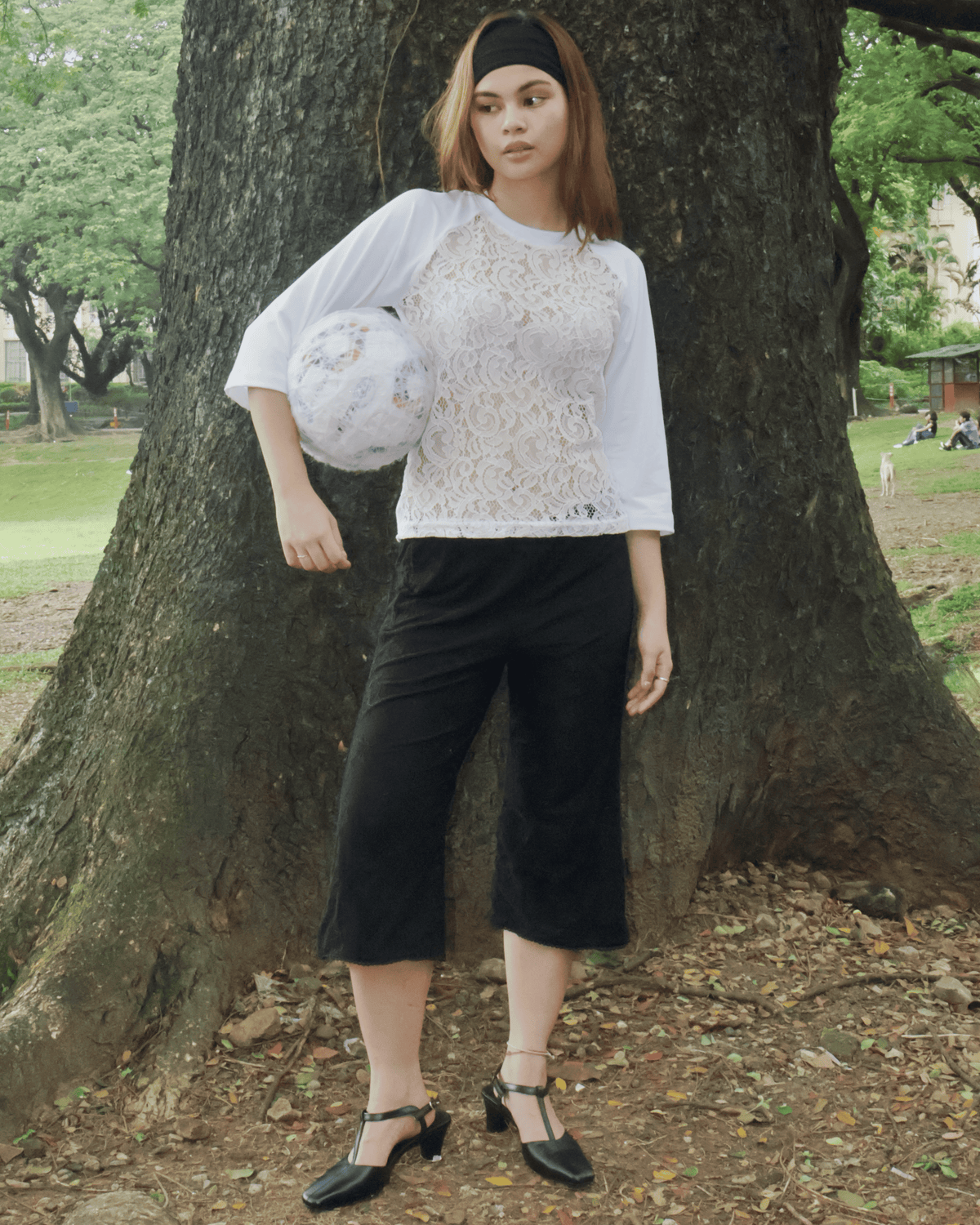 varsity top in blanc